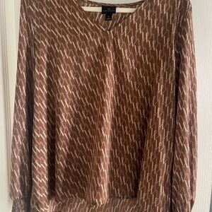 Worthington Tan and Cream Relaxed Blouse